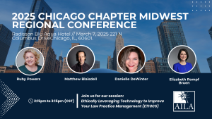 Promotional image for the 2025 Chicago Chapter Midwest Regional Conference by AILA, featuring four panelist photos and event details, held at Radisson Blu Aqua Hotel on March 7, 2025.